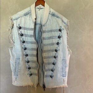 Free People Light Blue Denim Vest